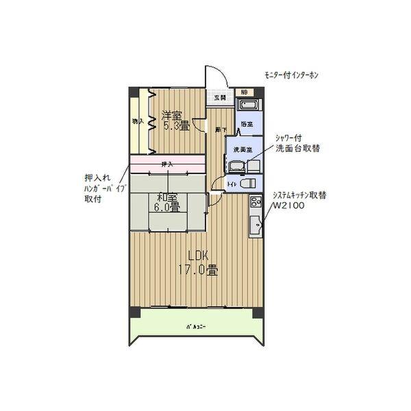 サンシャイン白山(2LDK/4階)の間取り写真