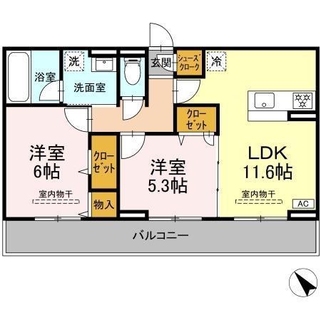 ESPOIR(2LDK/2階)の間取り写真