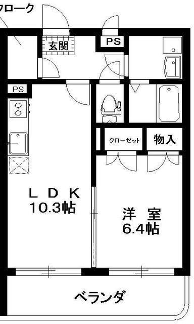 マリベール上林A棟(1LDK/2階)の間取り写真