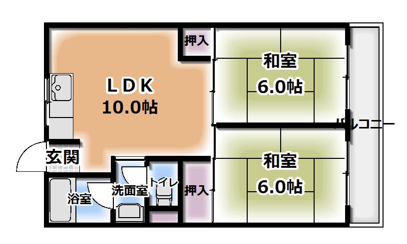 ロイヤルハイツ木村1号館(2LDK/3階)の間取り写真