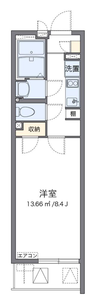 クレイノ輝き(1K/2階)の間取り写真