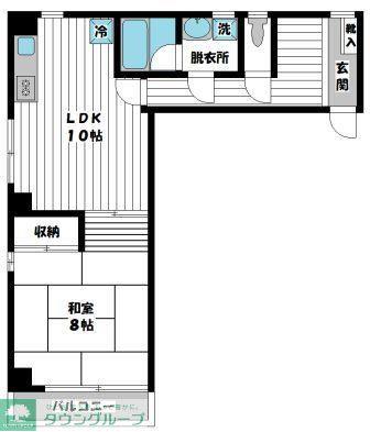 金子ビル(1LDK/2階)の間取り写真