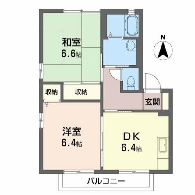 サウスガーデンA(2DK/2階)の間取り写真