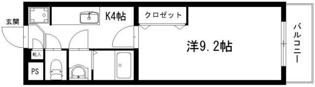 スカイメナー(1K/3階)の間取り写真