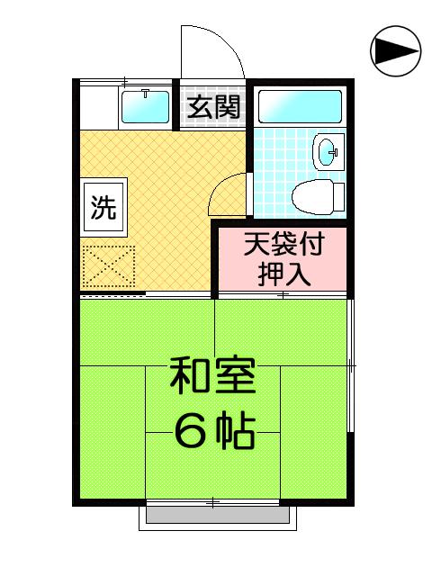 サンライズコーポ(1K/2階)の間取り写真