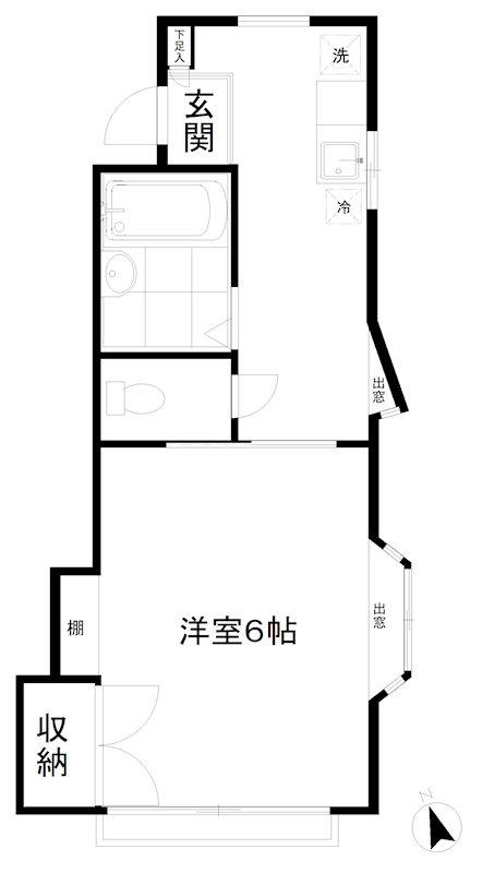 シャルム御殿山(1K/2階)の間取り写真