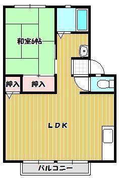 サンビレッジ弐番街C棟(1LDK/1階)の間取り写真