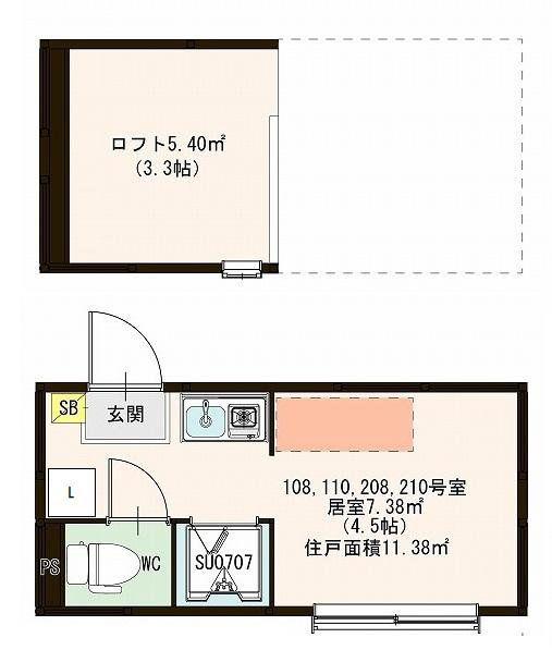 ハーモニーテラス西ヶ原III(ワンルーム/2階)の間取り写真