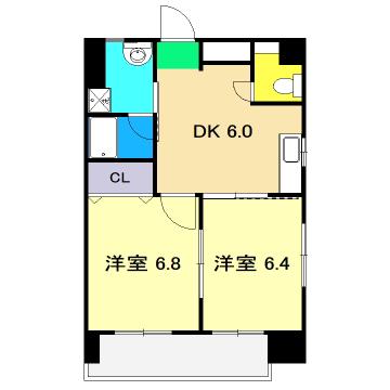 グレイス北久保(2DK/7階)の間取り写真