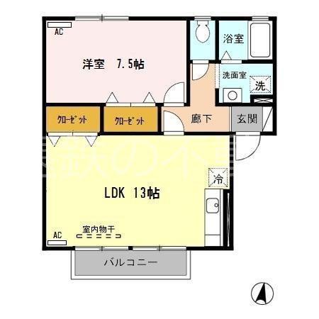 ルミエール池田(1LDK/2階)の間取り写真