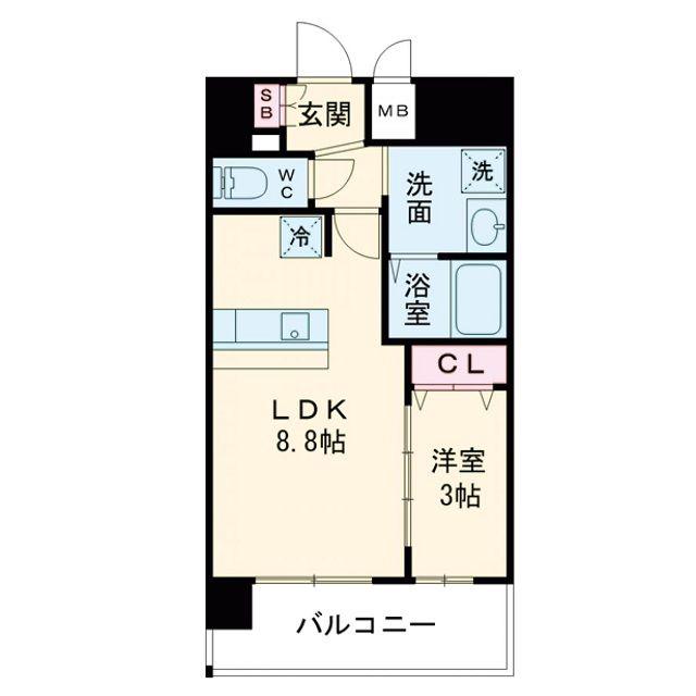 プレリス阿波座BLOOM(1LDK/12階)の間取り写真