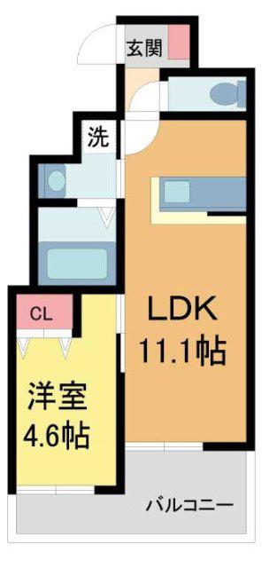 ARBRE FUILLE(1LDK/1階)の間取り写真