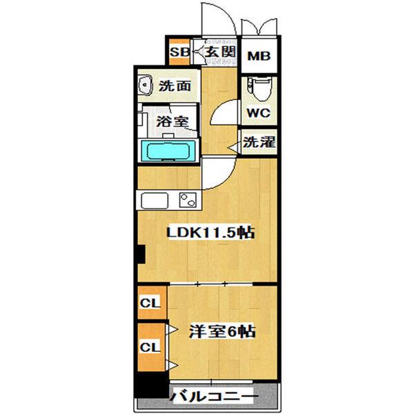 ジューム南船場(1LDK/8階)の間取り写真