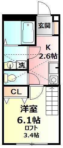 ピュアメゾン秦野南矢名(1K/1階)の間取り写真