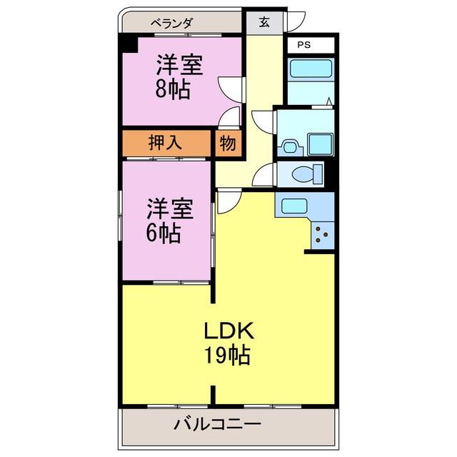 半田第3ロイヤルマンション(2LDK/1階)の間取り写真