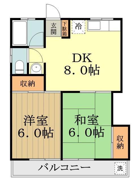 サンハイム(2DK/2階)の間取り写真