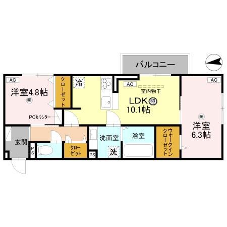 D REGALO米松(2LDK/2階)の間取り写真