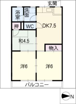 都コーポII(3DK/2階)の間取り写真