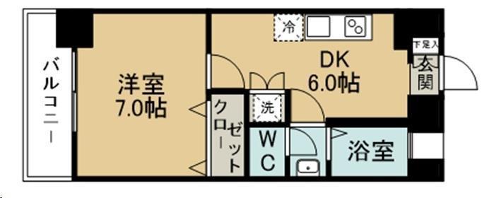 サニービル(1DK/8階)の間取り写真
