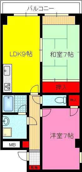 アメニティKSパート2(2LDK/2階)の間取り写真