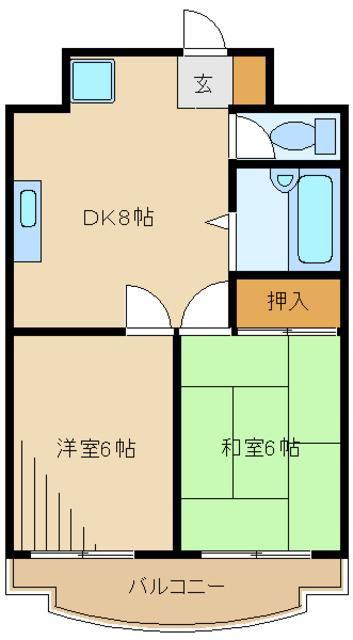 グリーンハイム桜台(2DK/1階)の間取り写真