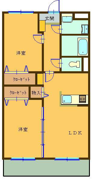 ベルメゾン東光台II(2LDK/2階)の間取り写真