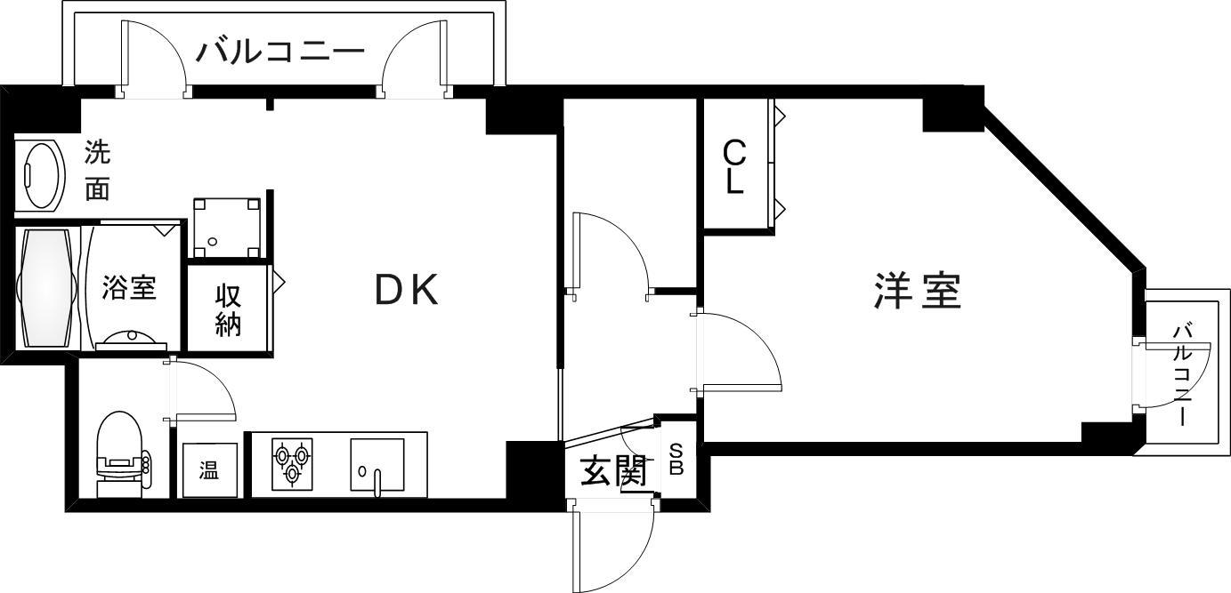 サンビルダープラス磯上ベース(1DK/6階)の間取り写真