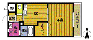サニーサイド27(1DK/5階)の間取り写真