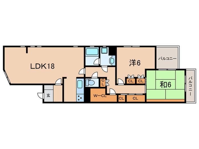 御影大蔵マンション(2LDK/1階)の間取り写真