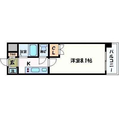 リエス伏見(1K/8階)の間取り写真