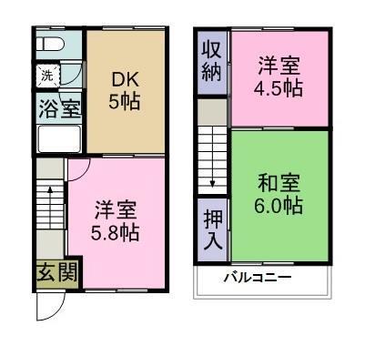 コーポ宮(3DK/1階)の間取り写真