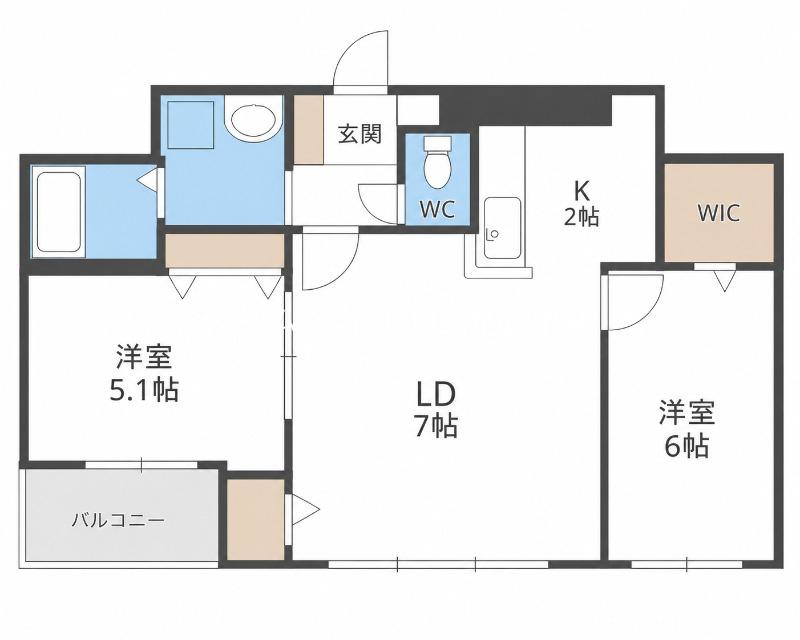 SEVENTH COURT MOTOMACHI セブンスコートモトマ(2LDK/2階)の間取り写真