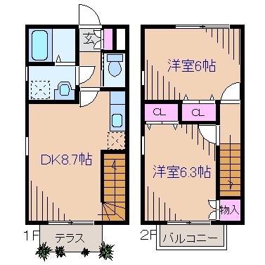 メゾンB(2DK/1階)の間取り写真