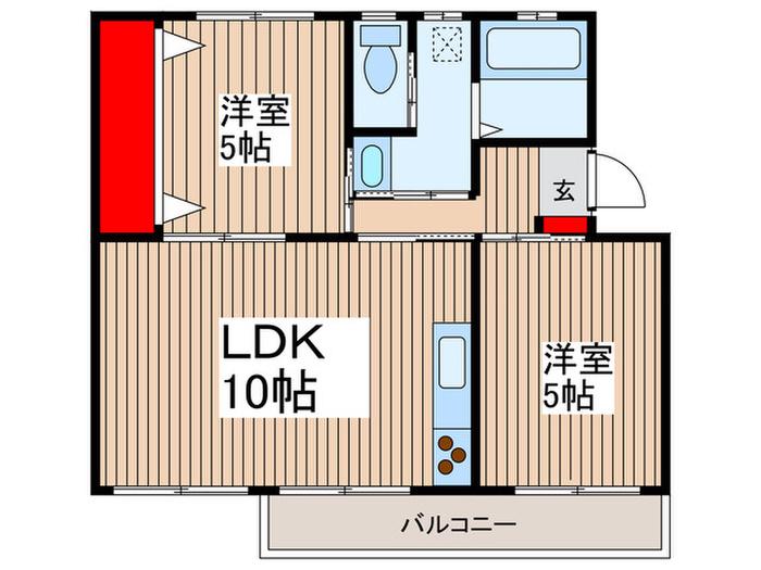 入間黒須団地6号棟(2LDK/1階)の間取り写真