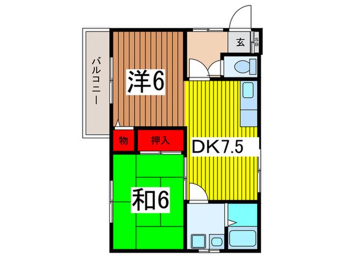 サンシャインI(2DK/1階)の間取り写真