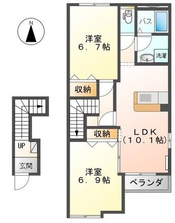 スイレンカ(2LDK/2階)の間取り写真
