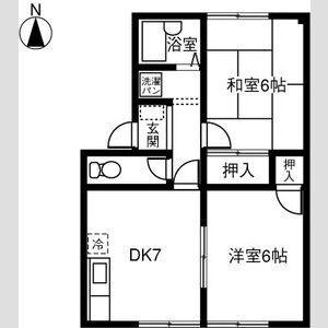 メゾンハーベストC(2DK/2階)の間取り写真