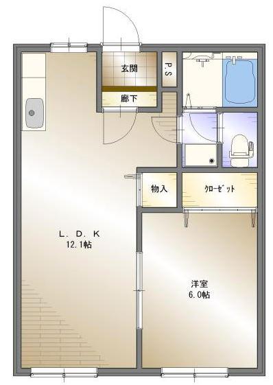 フォレスト神明A(1LDK/1階)の間取り写真