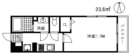 旗塚レジデンス(1K/3階)の間取り写真