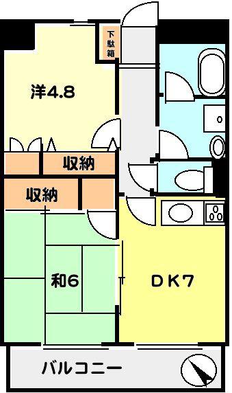 T-NET ドエルY(2DK/4階)の間取り写真