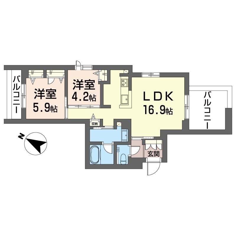 ロゼ アーブル(2LDK/4階)の間取り写真