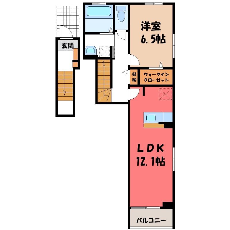 ウィステリア(1LDK/2階)の間取り写真