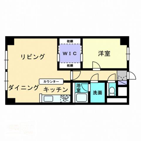 旭川スカイハイツ(1LDK/3階)の間取り写真