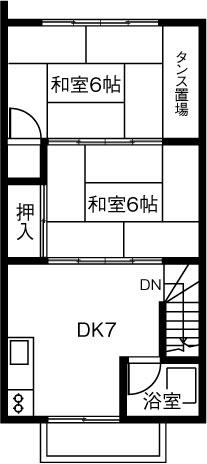 岩崎アパート(2DK/2階)の間取り写真