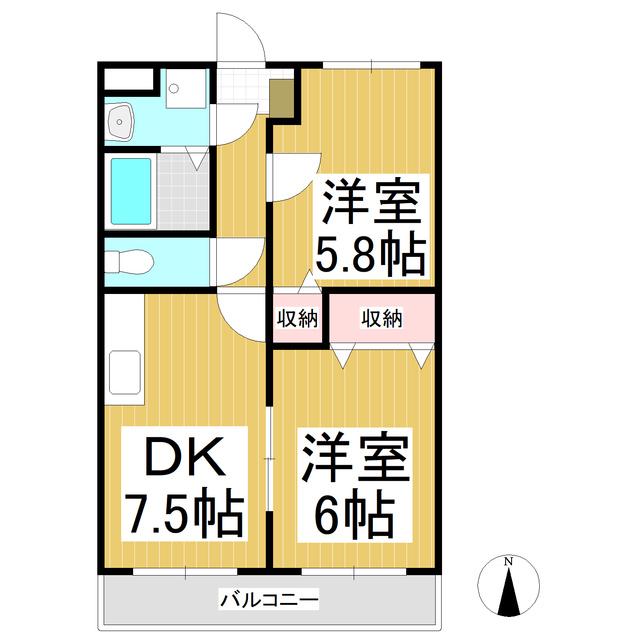 VIPマンション(2DK/2階)の間取り写真