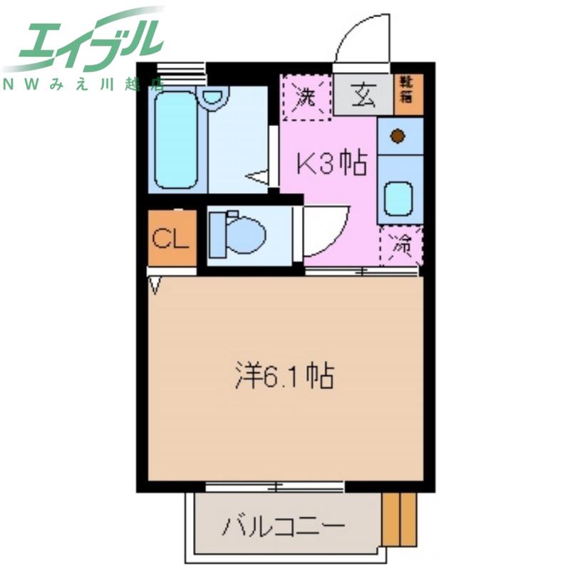 コーポ八幡(1K/2階)の間取り写真