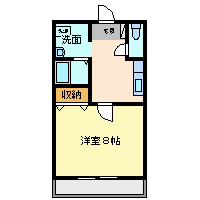 ハートII(1K/2階)の間取り写真