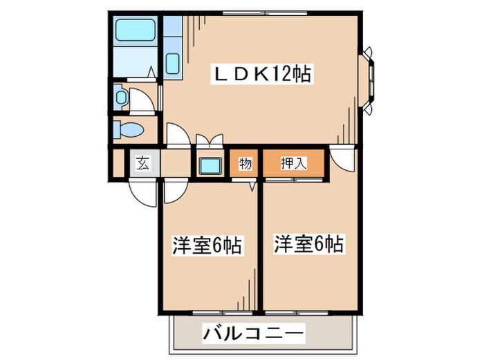 カサビレッジD棟(2LDK/2階)の間取り写真