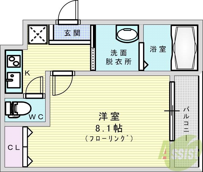 フジパレス新高Ⅱ番館(1K/2階)の間取り写真
