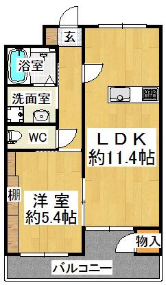 ロイヤルコーポ吉田(1LDK/1階)の間取り写真